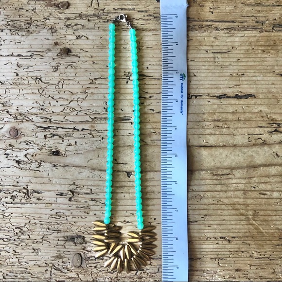 NEW Turquoise Gold Beaded Statement Necklace Flauxy Artist Made Layering Piece - Picture 11 of 12